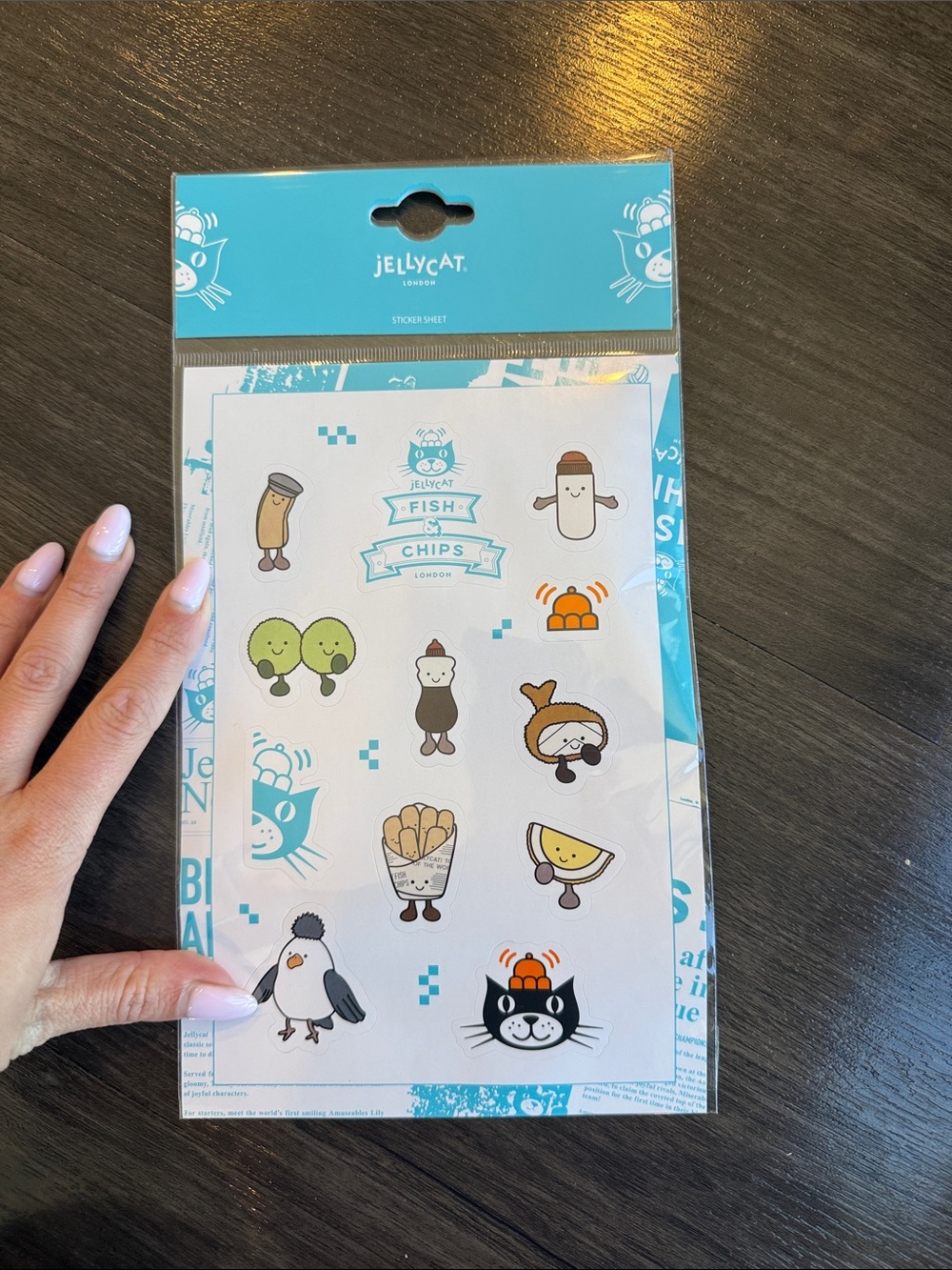 Jellycat London fish and chips sticker sheet